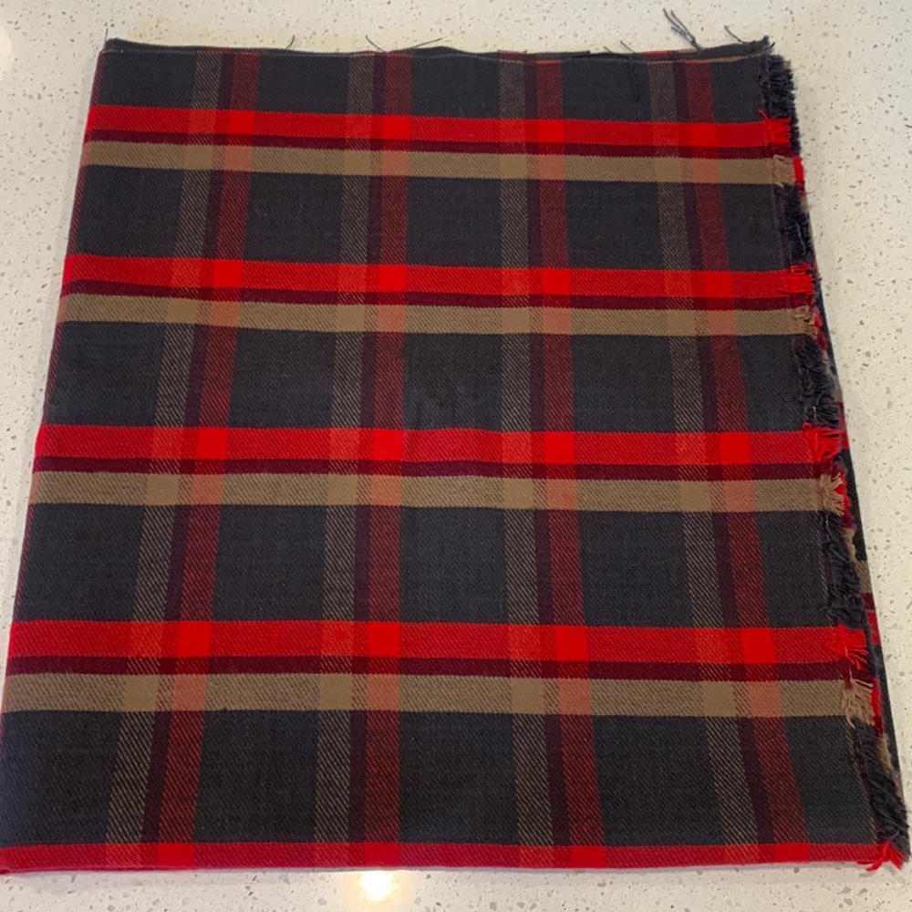 Grey, Red, & Tan Plaid Flannel Fabric